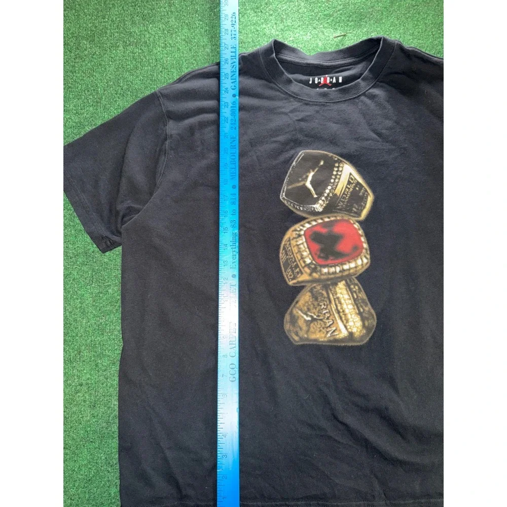 Jordan Mens Black Championship Rings Graphic T-Shirt XL Jumpman Basketball Tee